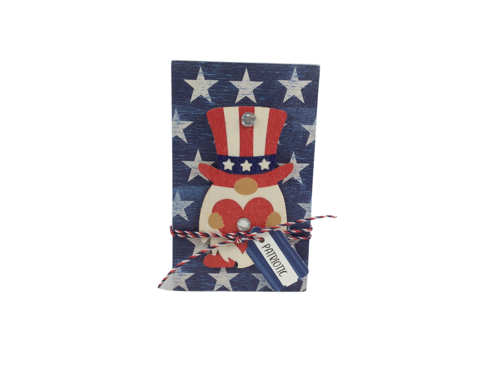 AGD Patriotic Decor - Uncle Sam Gnome July 4th Tier Tray Wood Sign