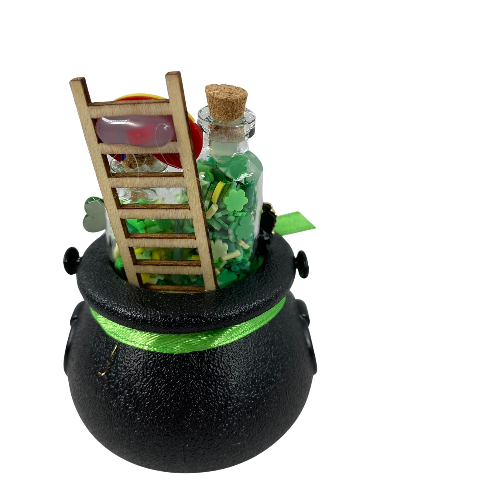 AGD St Patrick's Decor - Miniature Leprechaun Dust Black Pot Of Gold Display