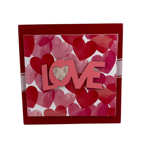 AGD Valentines Decor - XOXO Happy Valentines Love Reversible Box Inset Sign