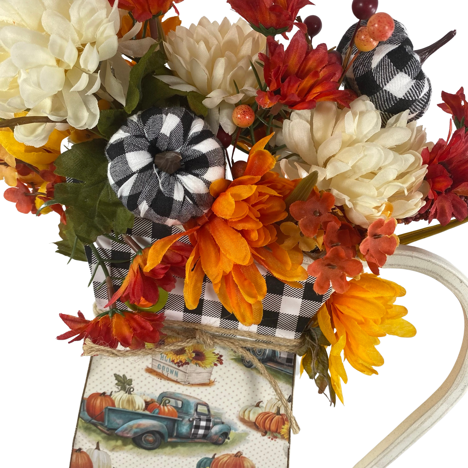 AGD Fall Decor - Welcome Autumn Floral Wood Pitcher Display