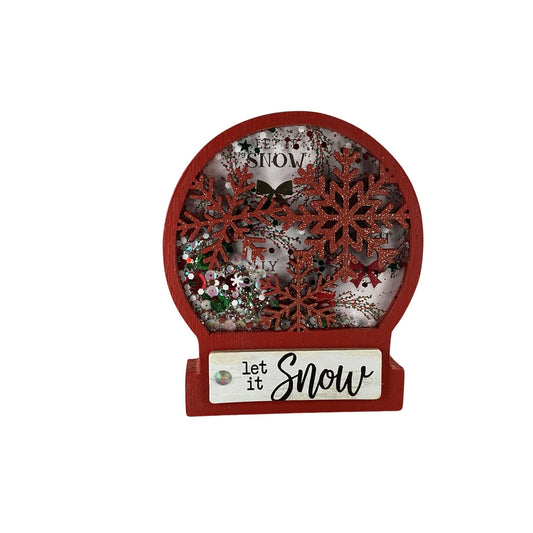 AGD Christmas Decor - Let it Snow Snow Globe Chunky Wood Dry Shaker