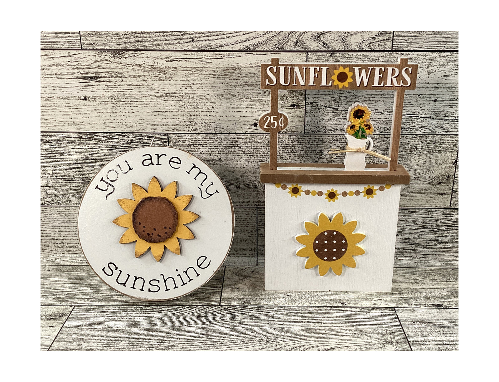 AGD Fall Decor - Sunshine Sunflowers Booth Sign Tier Tray 4 pc Set