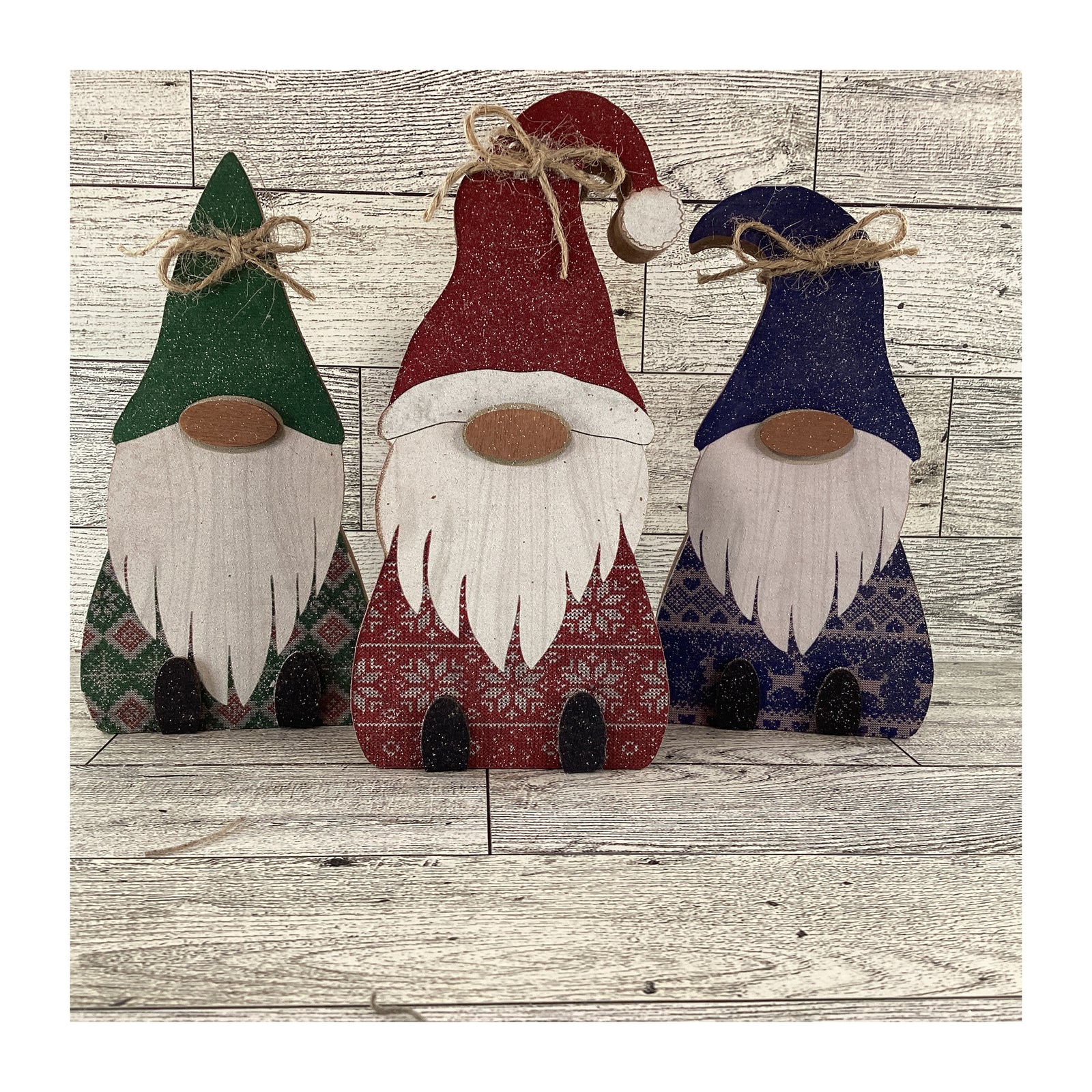 AGD Christmas Decor - Uffda Chunky Wood Gnome Sled Display 5pc