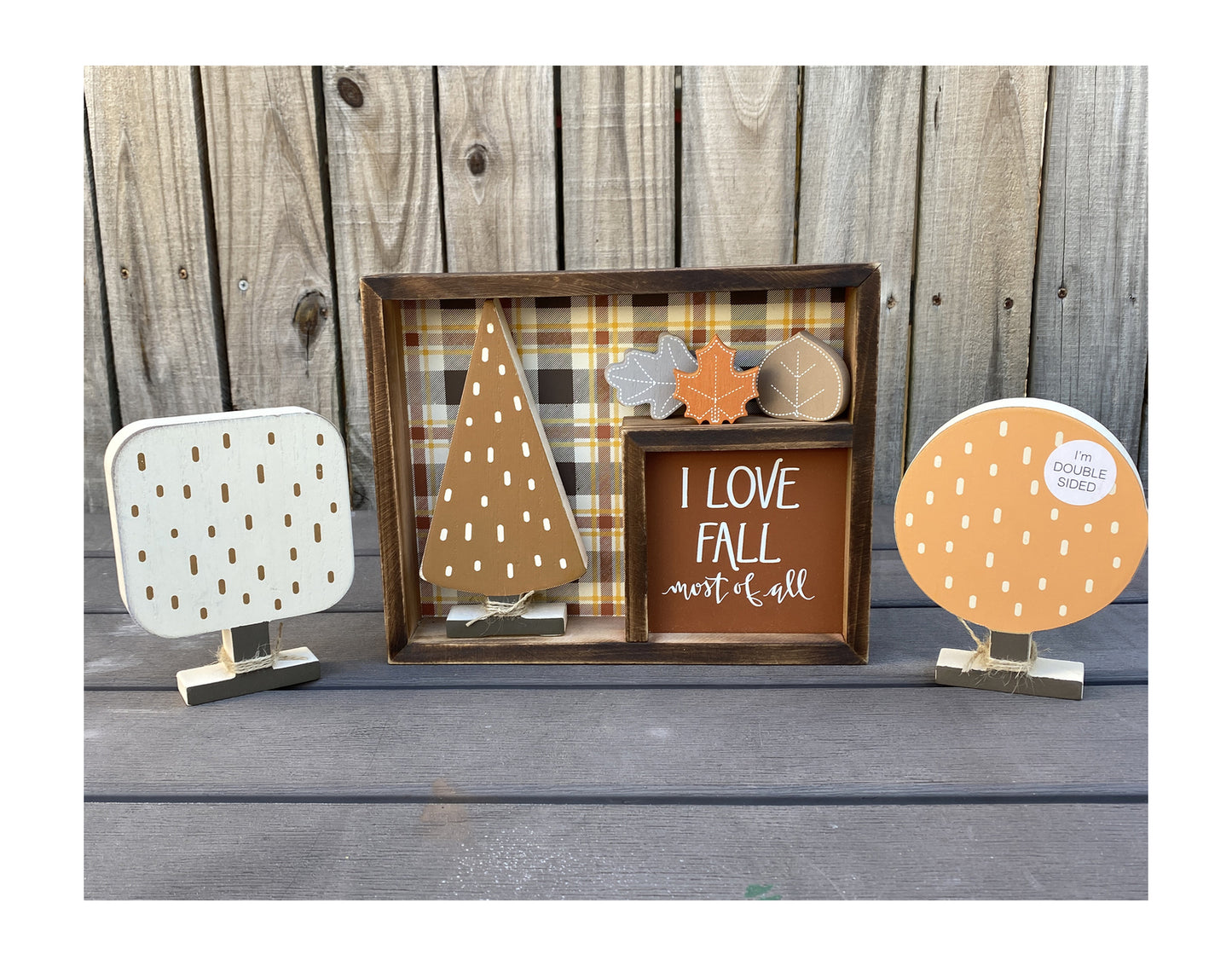 AGD  Fall Decor - 3D Trees Love Fall Most Of All Inset Shadow Box Sign