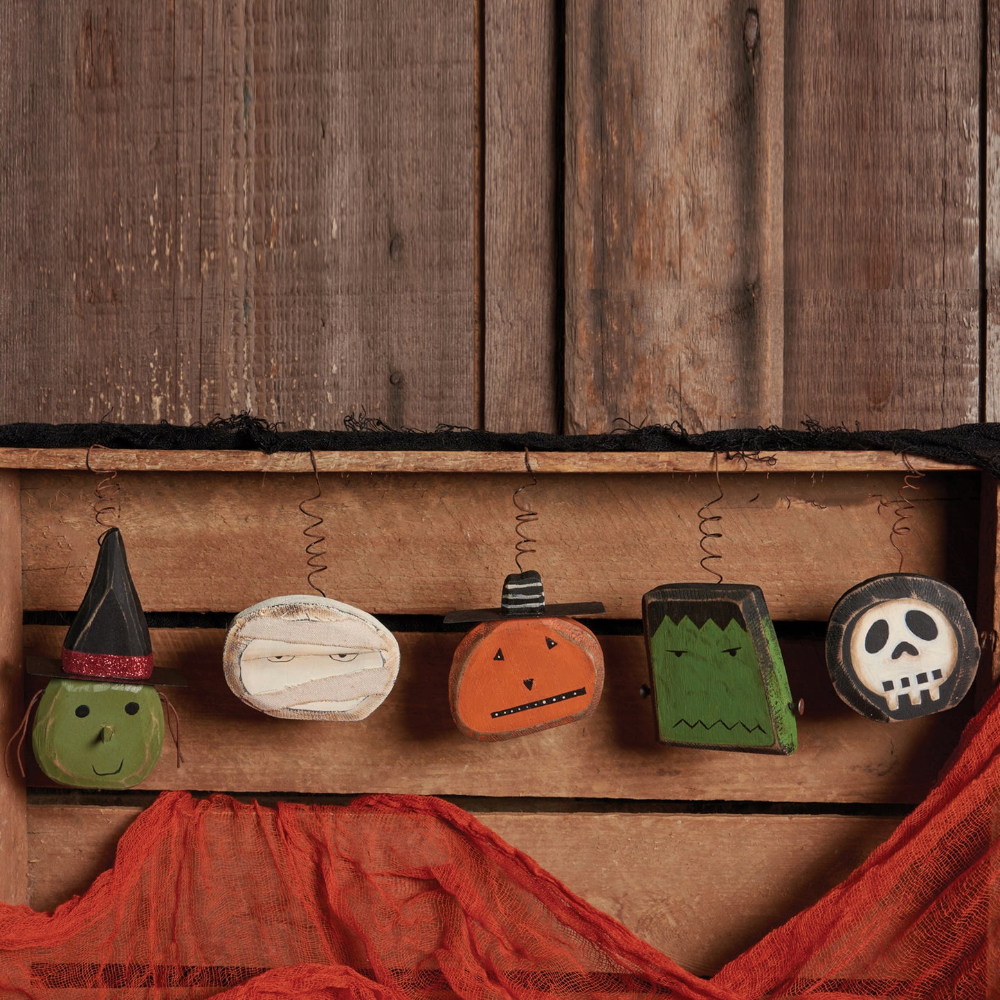 PBK Halloween Decor - Prim Farmhouse Spooky Ornament 5pc Set