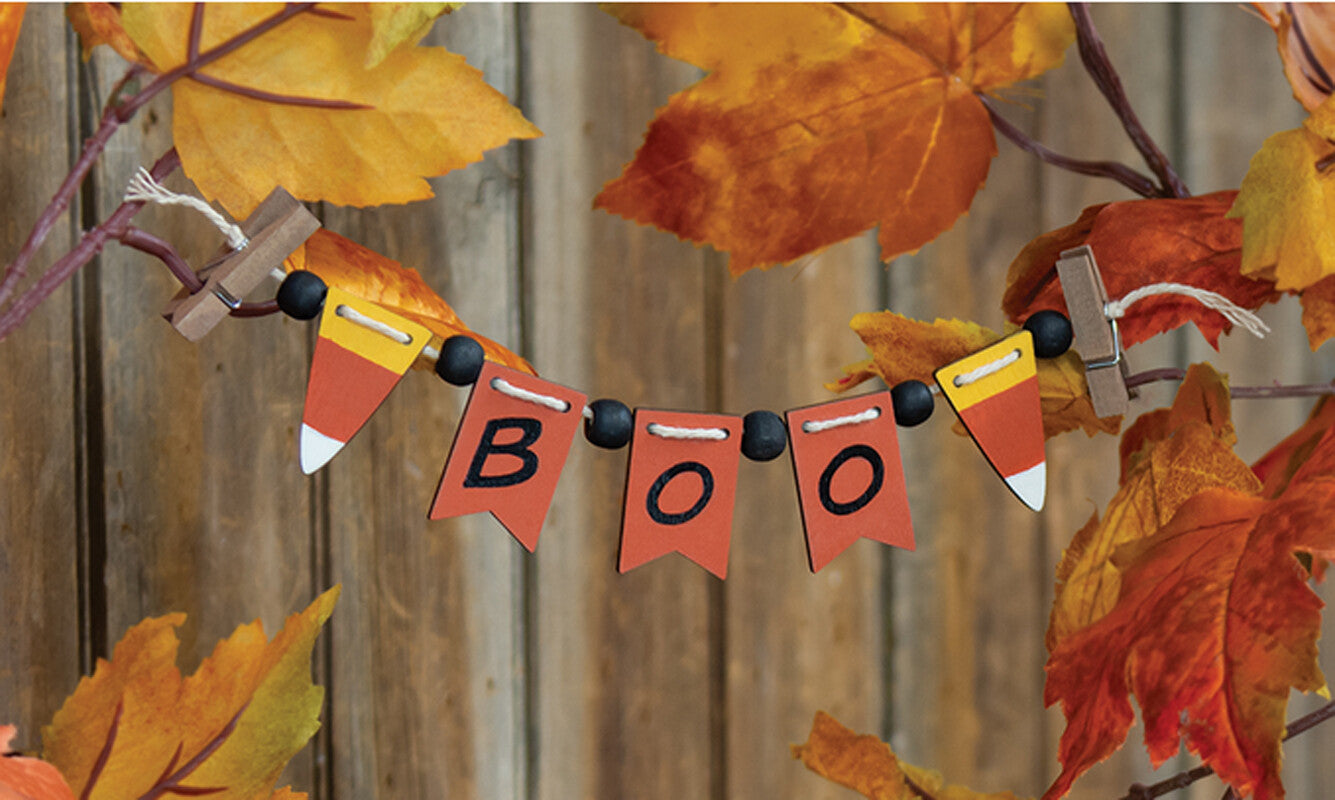 CWI  Halloween Decor - Candy Corn BOO Tier Tray Mini Clip Banner Garland