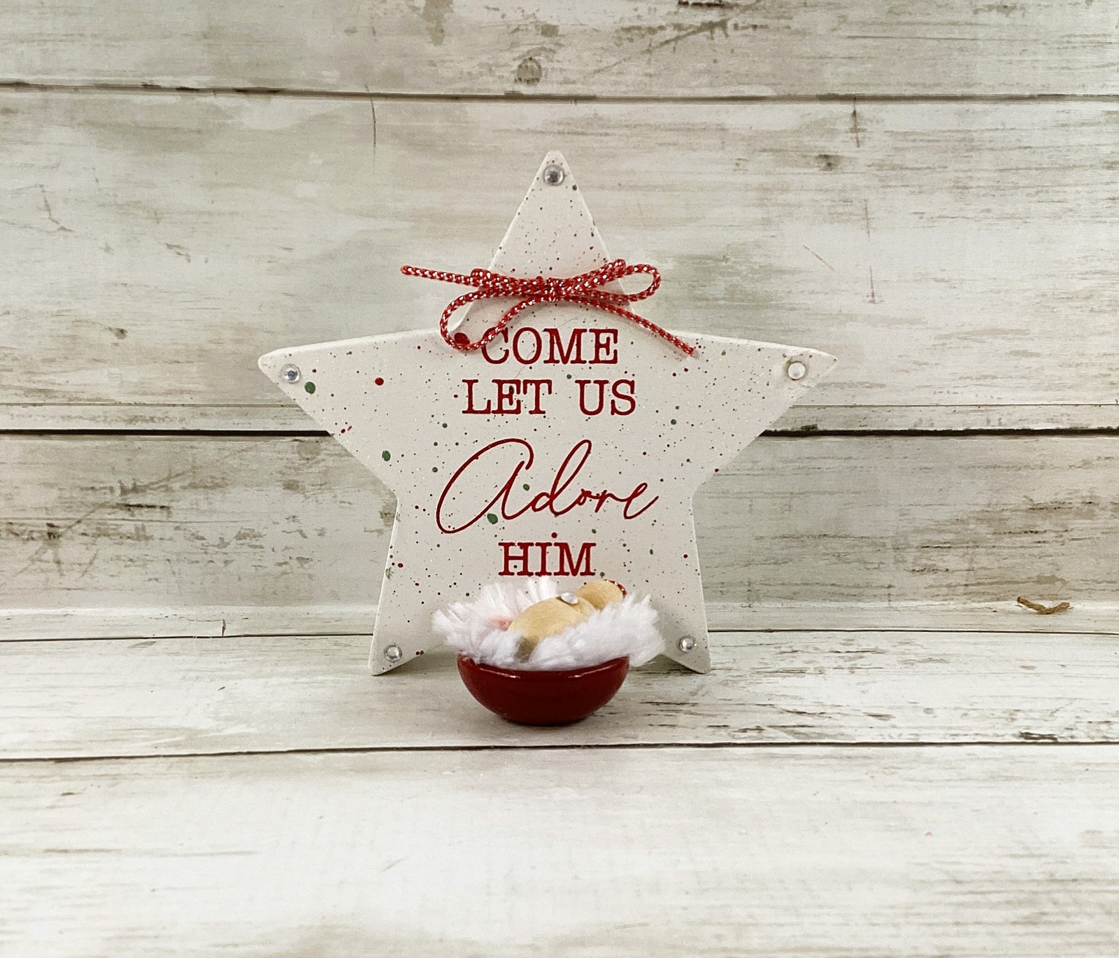 AGD Christmas Decor - Nativity Chunky Adore Him Star Baby Jesus Peg Doll 2pc