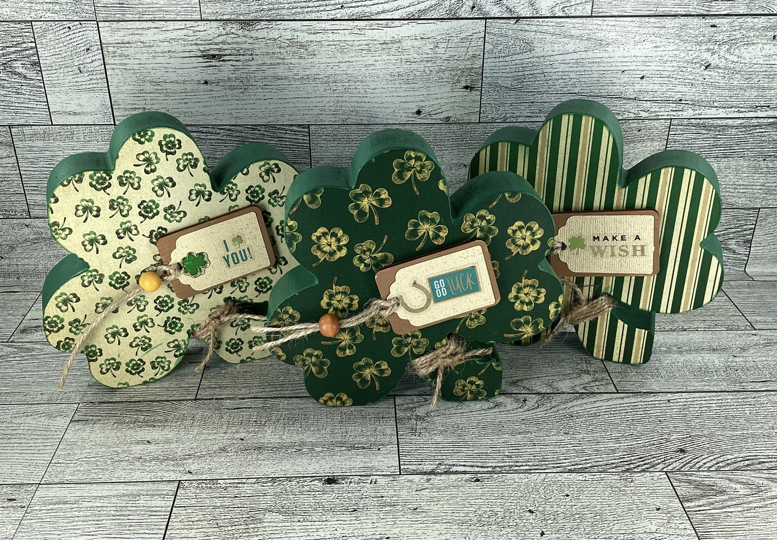 AGD Saint Patrick Decor - Chunky Wood Shamrock Sitter 3pc Set