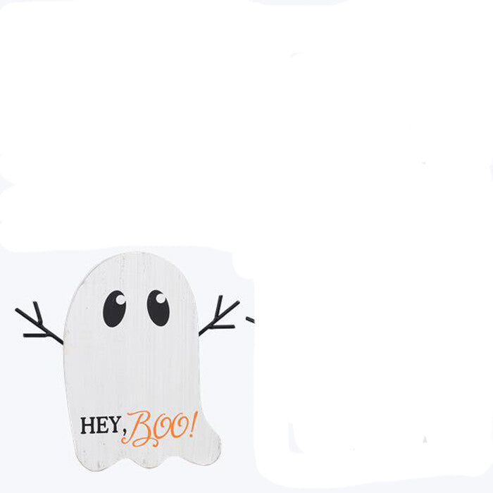 Youngs Halloween Decor - Boo Chunky Wood Friendly Ghost Tier Tray Decor