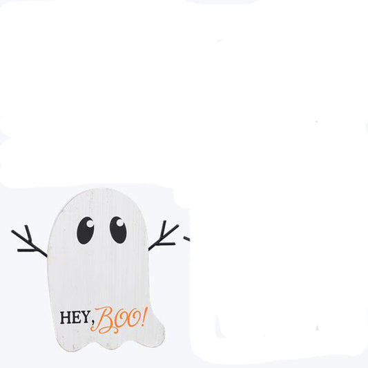 Youngs Halloween Decor - Boo Chunky Wood Friendly Ghost Tier Tray Decor