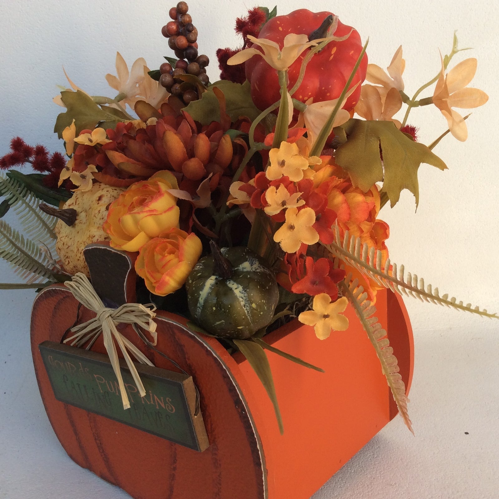 AGD Fall Decor - Harvest Leaves Pumpkin Artificial Floral Display