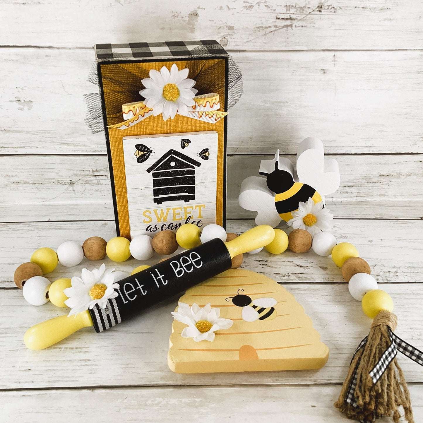 AGD Spring Decor - Summer Bee Theme Tier Tray Decor 4pc Set