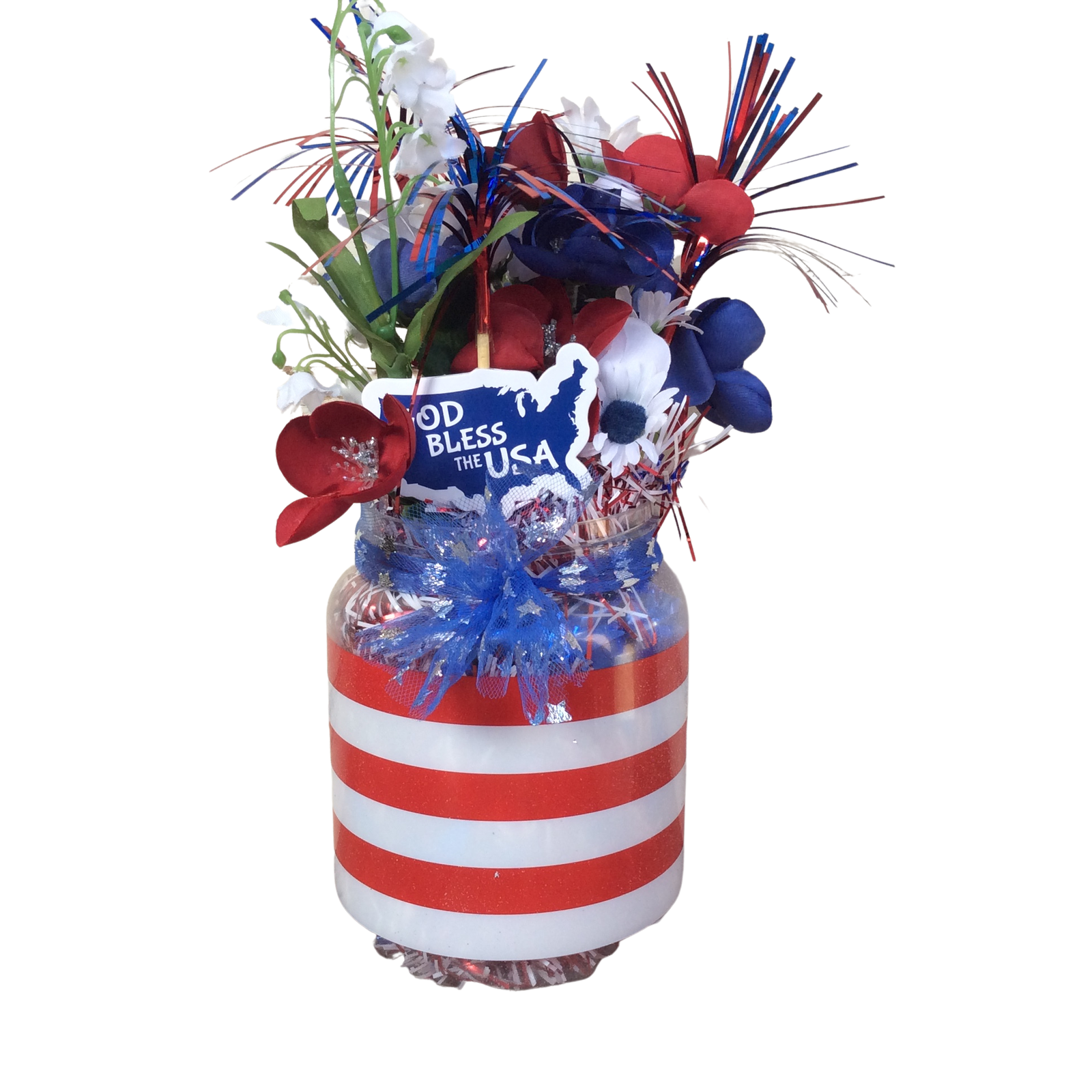 AGD Patriotic Decor - God Bless America Small Floral Centerpiece