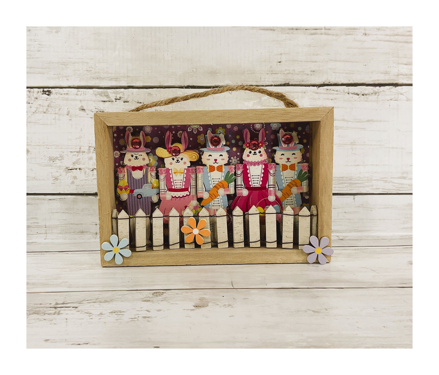 AGD Easter Decor - Bunny Nutcrackers Shadow Box Ornament Sign