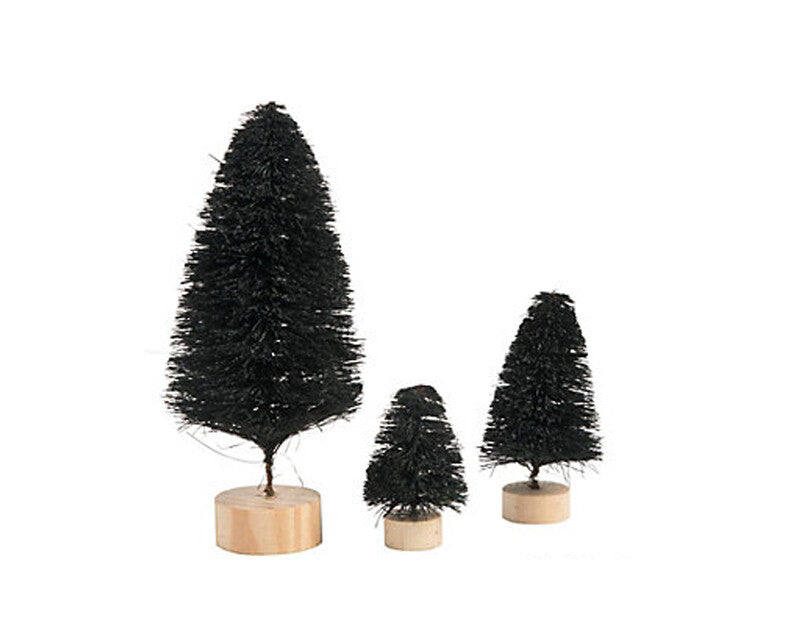 FE-OTC Halloween Decor - Black Glitter Sisal Tree 6pc Set