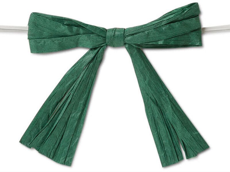 NW Craft Supply - Pre-Tied Raffia Bows Line Hunter Green Bows 18pc