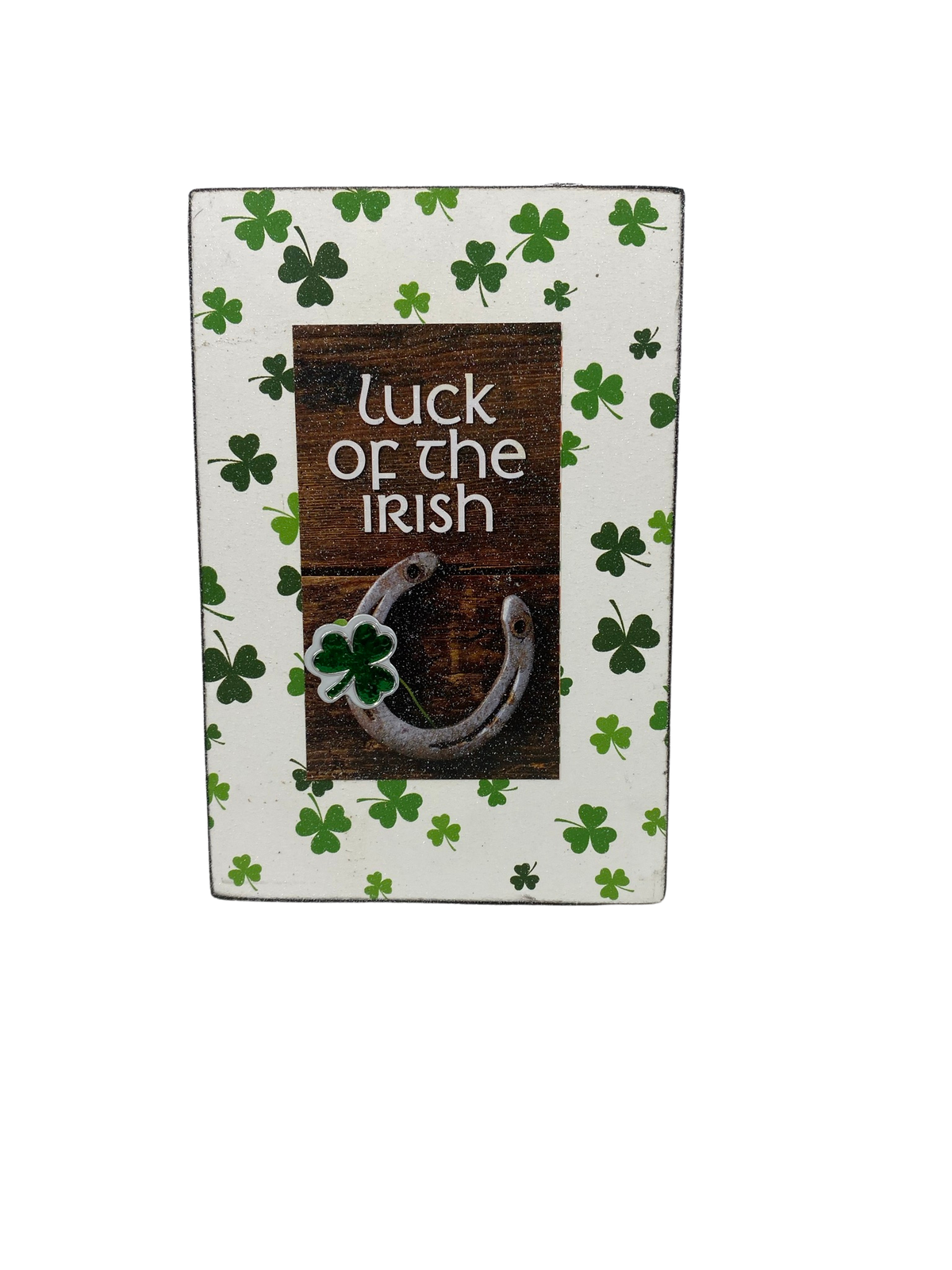 AGD St Patrick's Decor - Luck of the Irish Horseshoe Reversible Box Sign