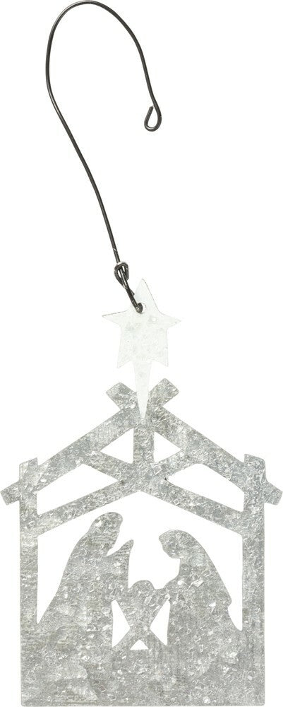 PBK Christmas Decor - Small Silver Nativity Silhouette Ornament