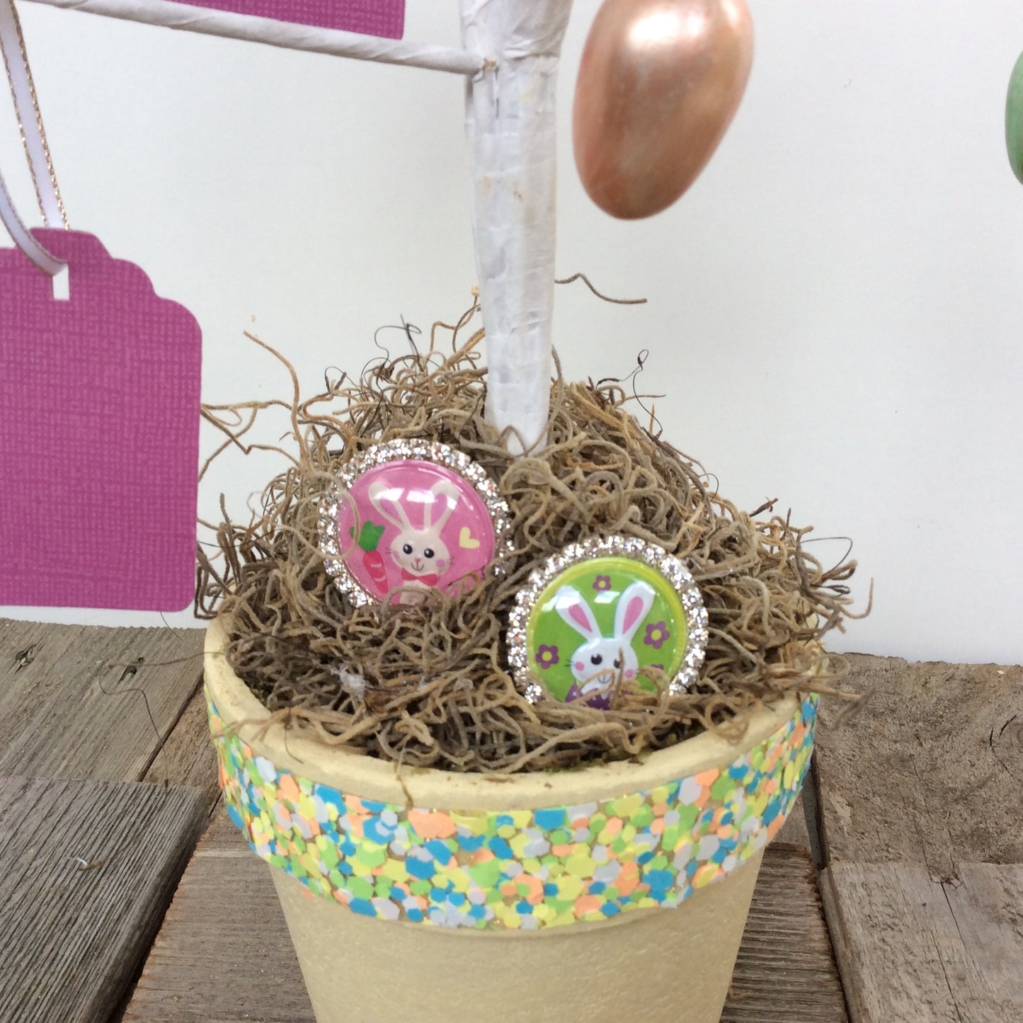 AGD Easter Decor - 2ft White Wire Tree with Ornaments #69