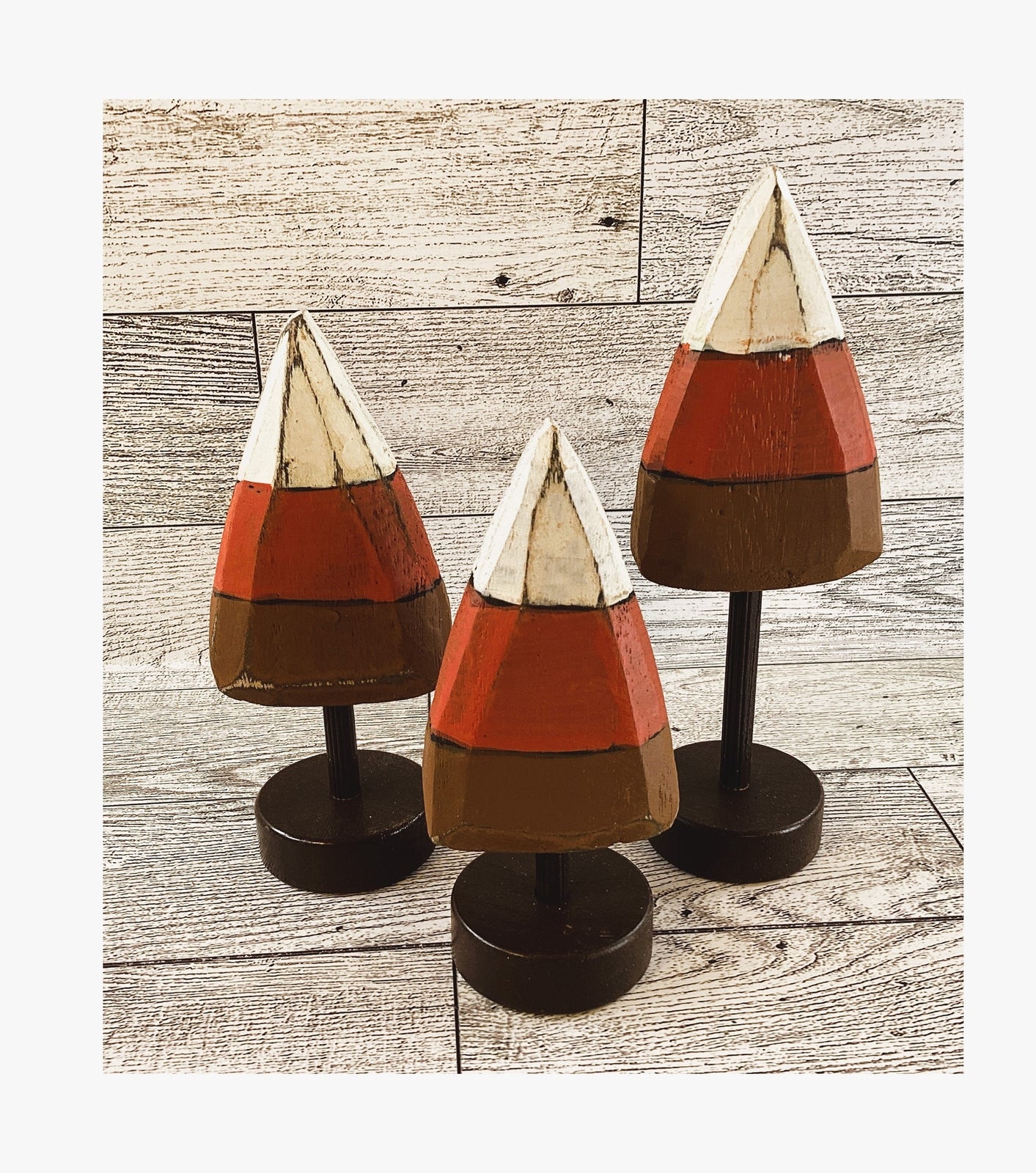 AGD Fall Decor - Small Wood Prim Candy Corn Trees 6pc Set