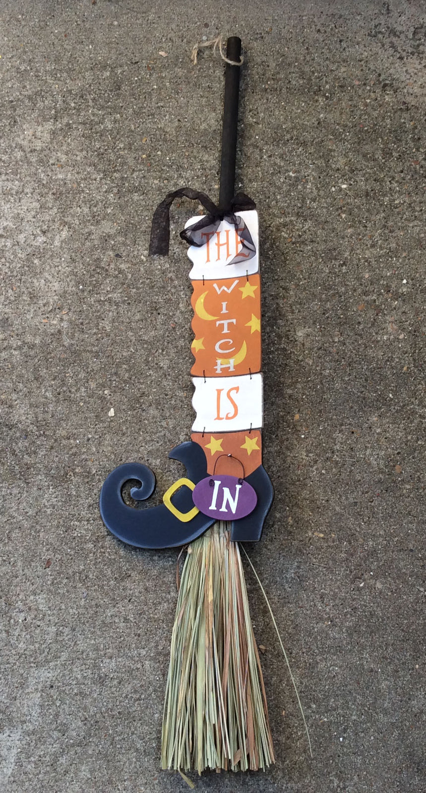 AGD Halloween Decor - The Witch is In Natural Broom Stick 3ft