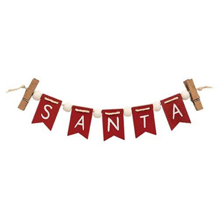 CWI Christmas Decor - Santa Tier Tray Mini Small Banner Garland Clip