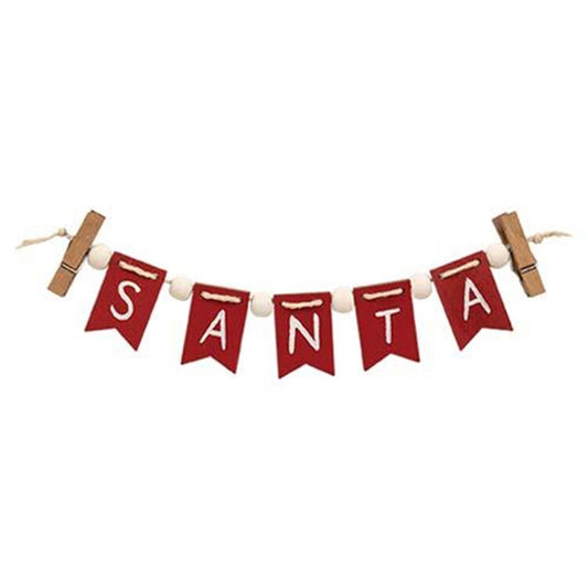 CWI Christmas Decor - Santa Tier Tray Mini Small Banner Garland Clip