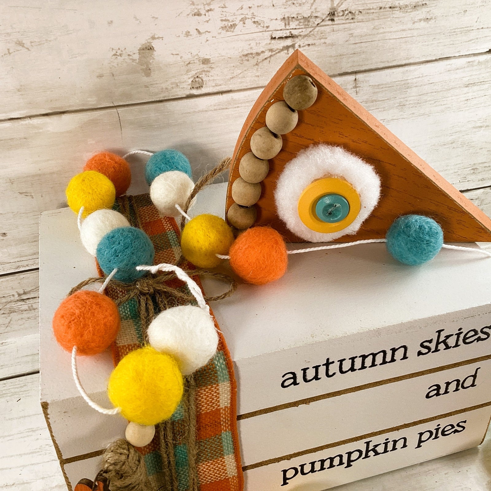 AGD Fall Decor - Autumn Skies Pumpkin Pies Stacked Book Tabletop Sitter