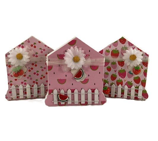 AGD Spring Decor - Strawberry Cherry Watermelon Chunky House 3pc Set
