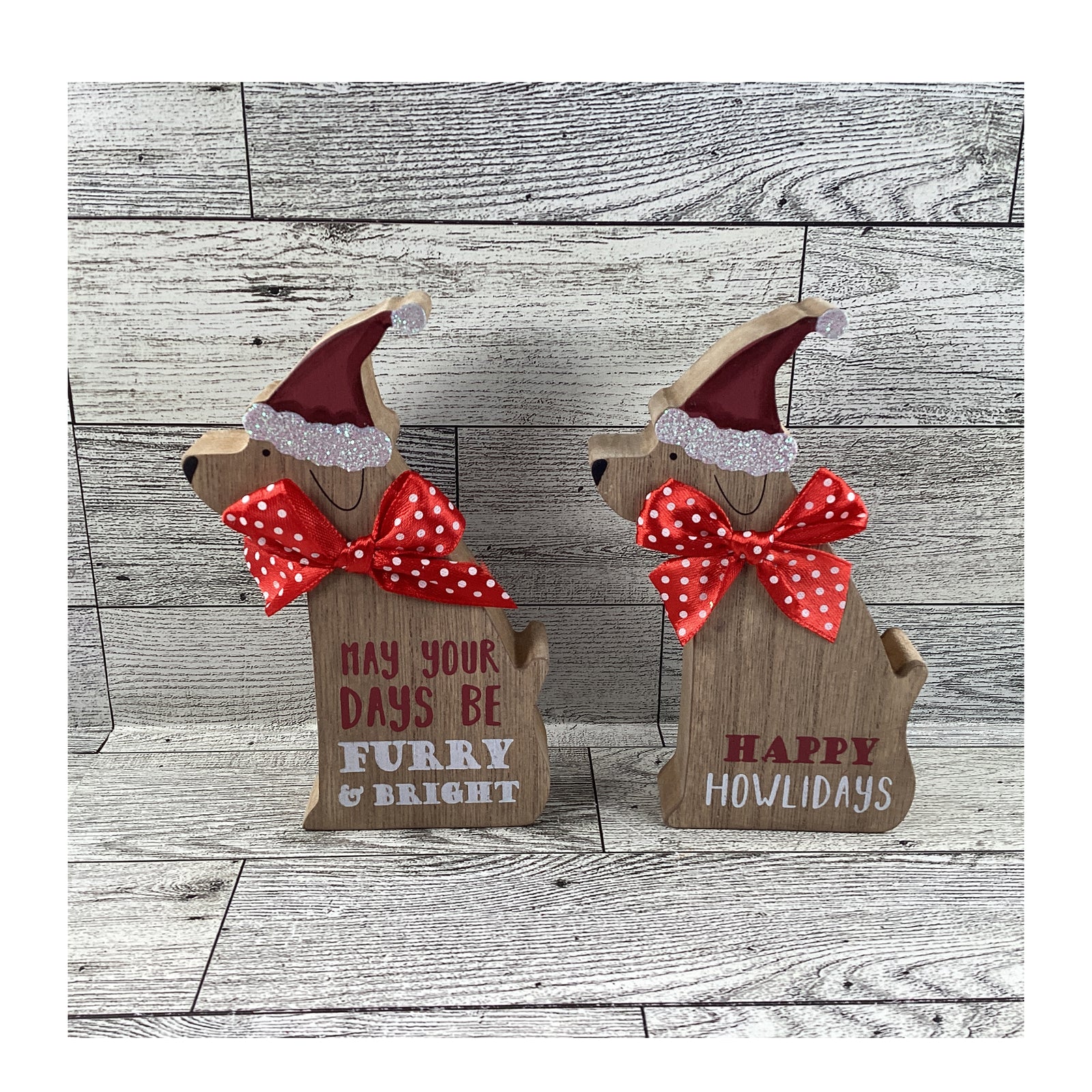 AGD Christmas Decor -Puppy Dog Santa Paw Tier Tray 3pc Set