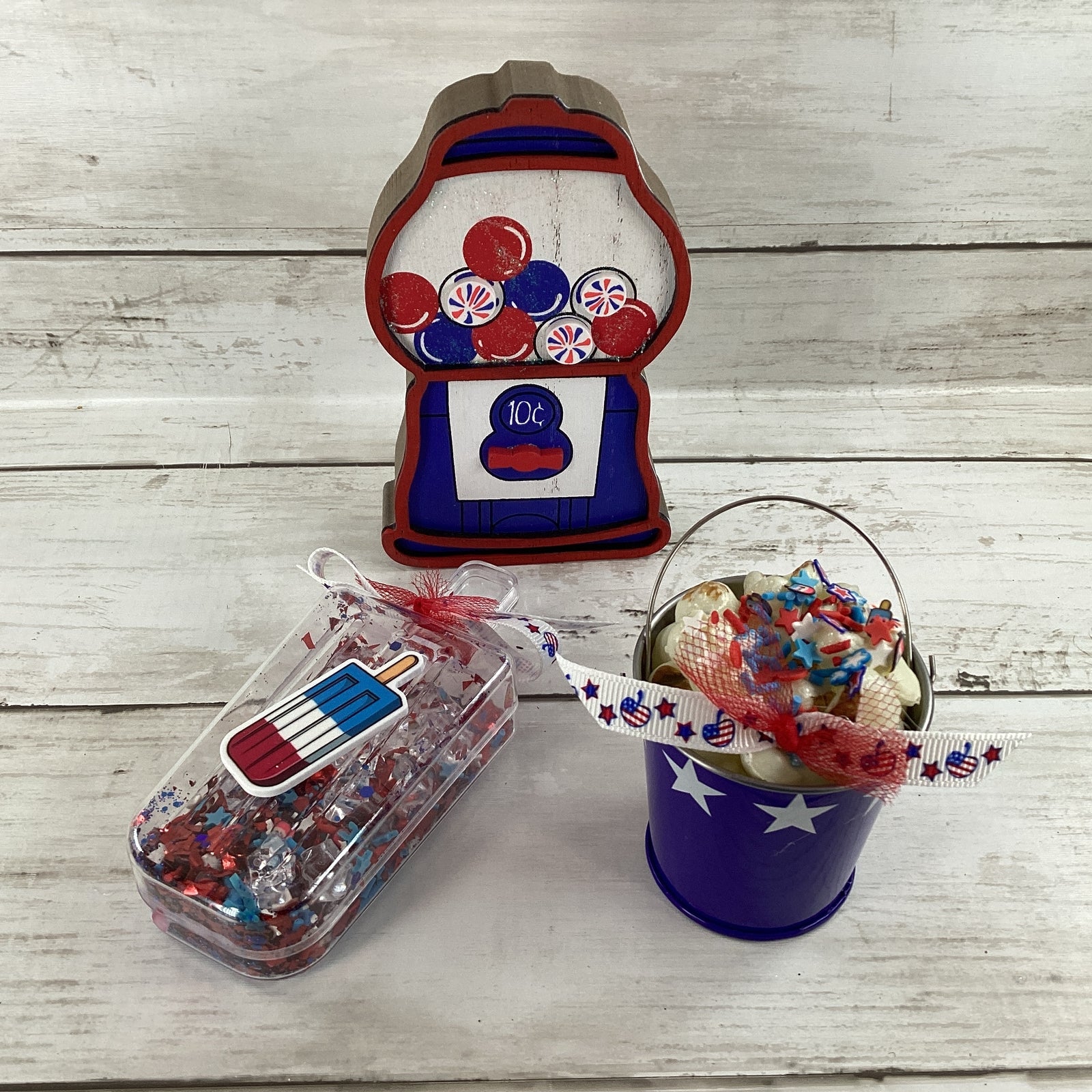 AGD Patriotic Decor - July 4th Gumball Popsicle Shaker Popcorn 3pc Set