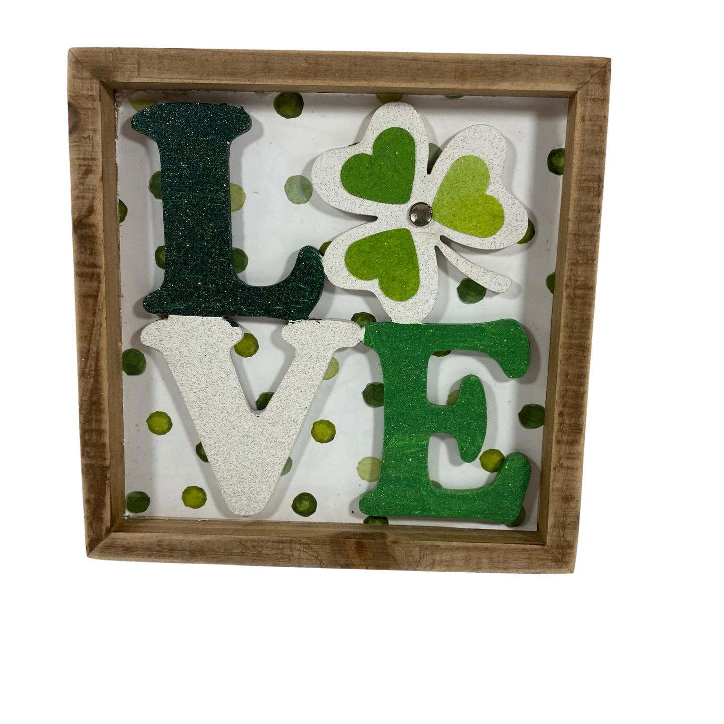 AGD St Patrick's Decor - Love Shamrock Clover Tiered Tray Inset Sign