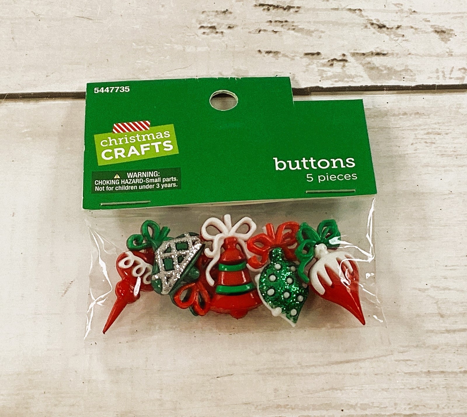 HL Christmas Craft Supply - Retro Ornaments Button Embellishments 5pc