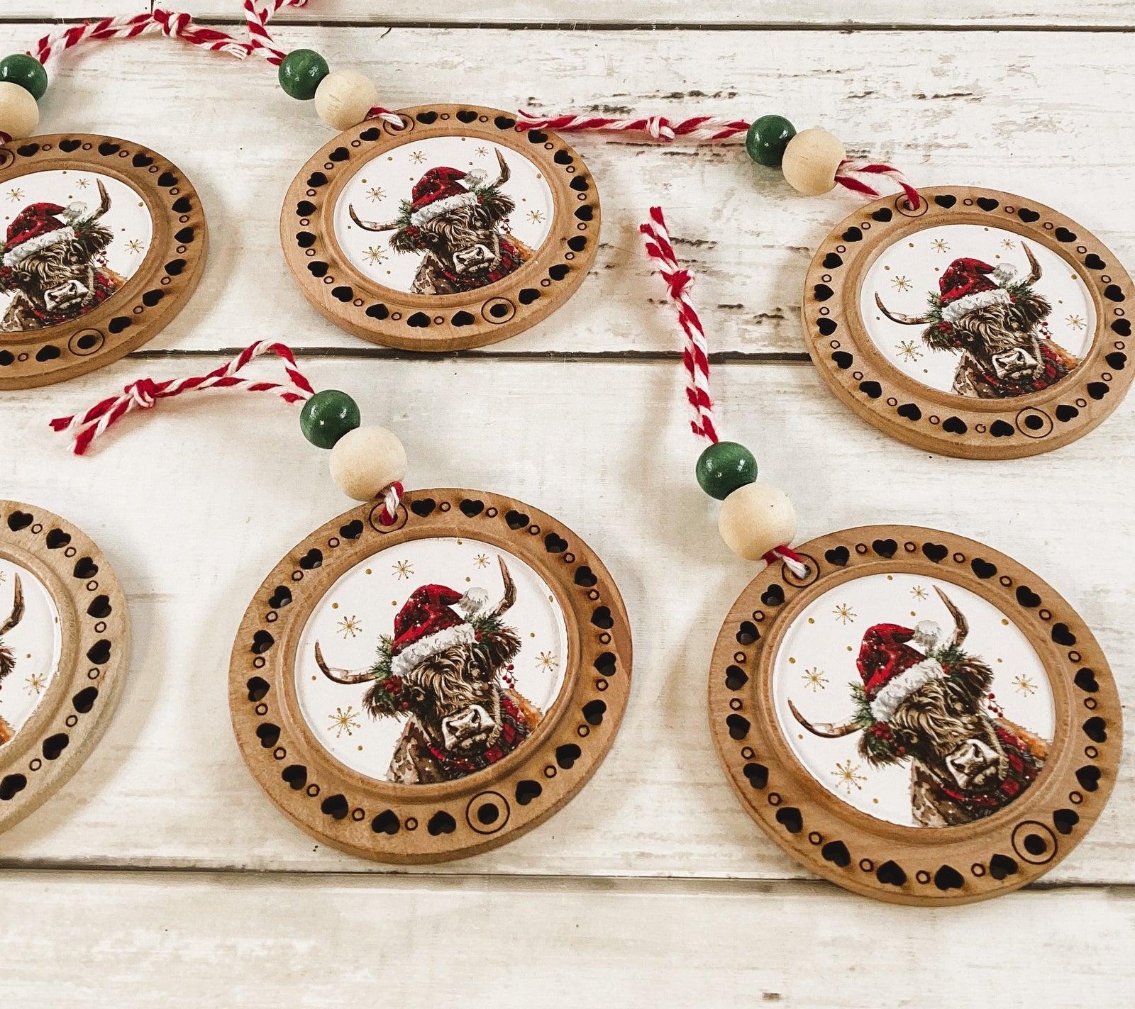 AGD Christmas Decor - Highland Scottish Cute Cow Ornaments 6pc Set