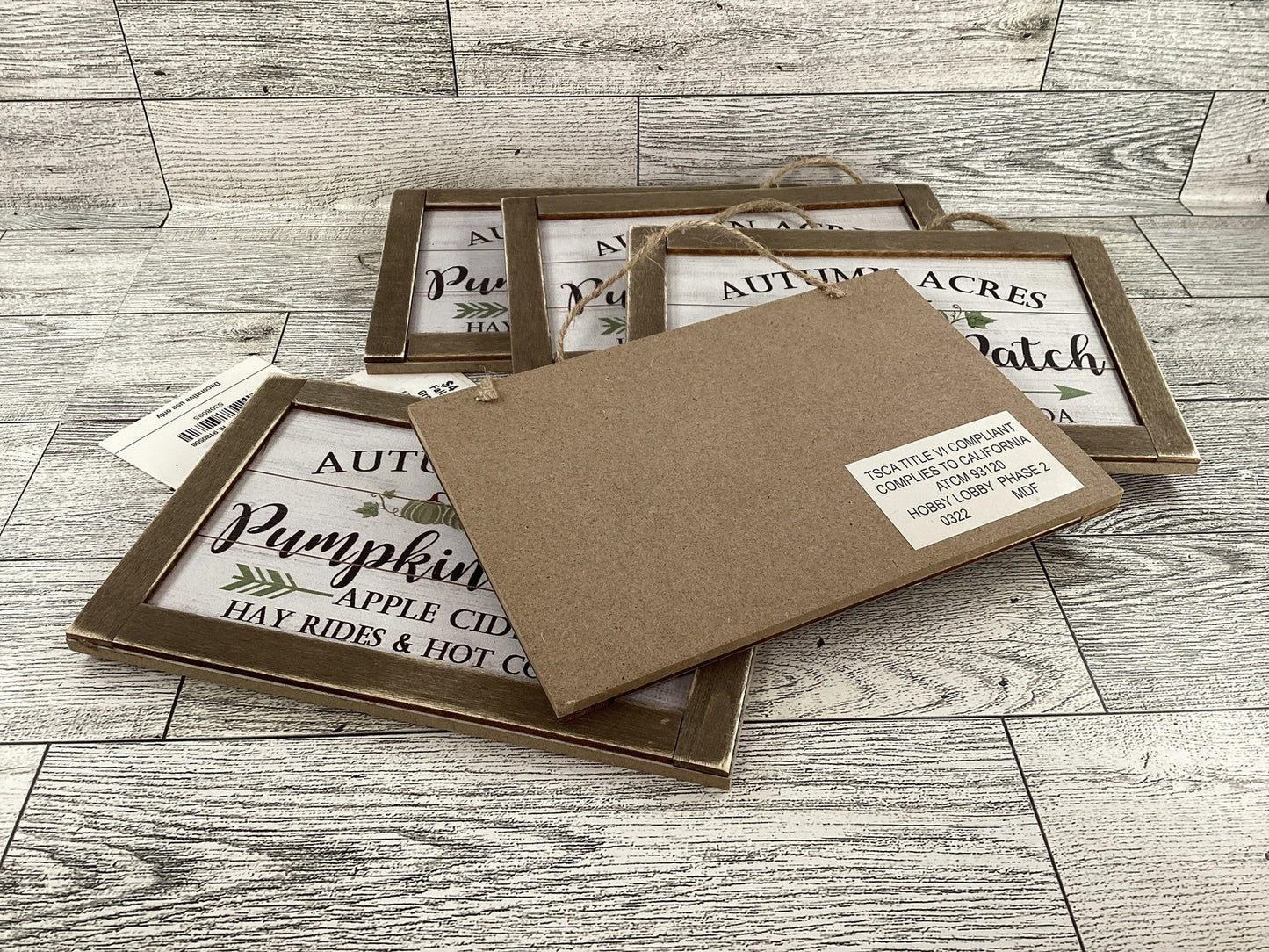 HL Fall Craft Supply - Autumn Acres Pumpkin Patch Small Sign Ornaments 5pc