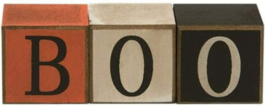 CWI Halloween Decor - Primitive Small Boo Blocks