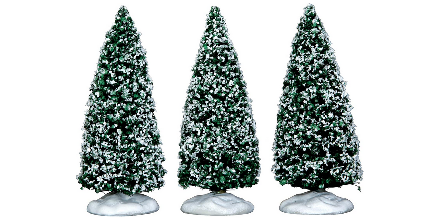 Lemax Christmas Decor - Green Snowy Sisal Trees 3pc Set