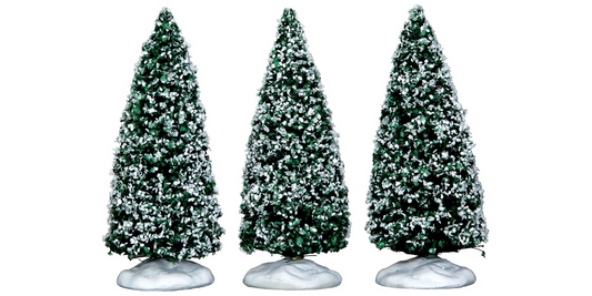 Lemax Christmas Decor - Green Snowy Sisal Trees 3pc Set