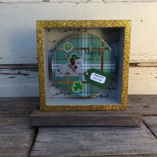 AGD St Patricks Decor - Marlarkey the Puppy Dog Inset Box Sign