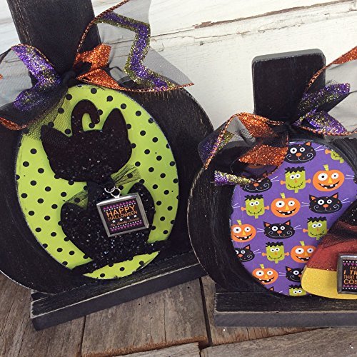 AGD Halloween Decor - Black Cat Candy Corn Pumpkins 2pc Set
