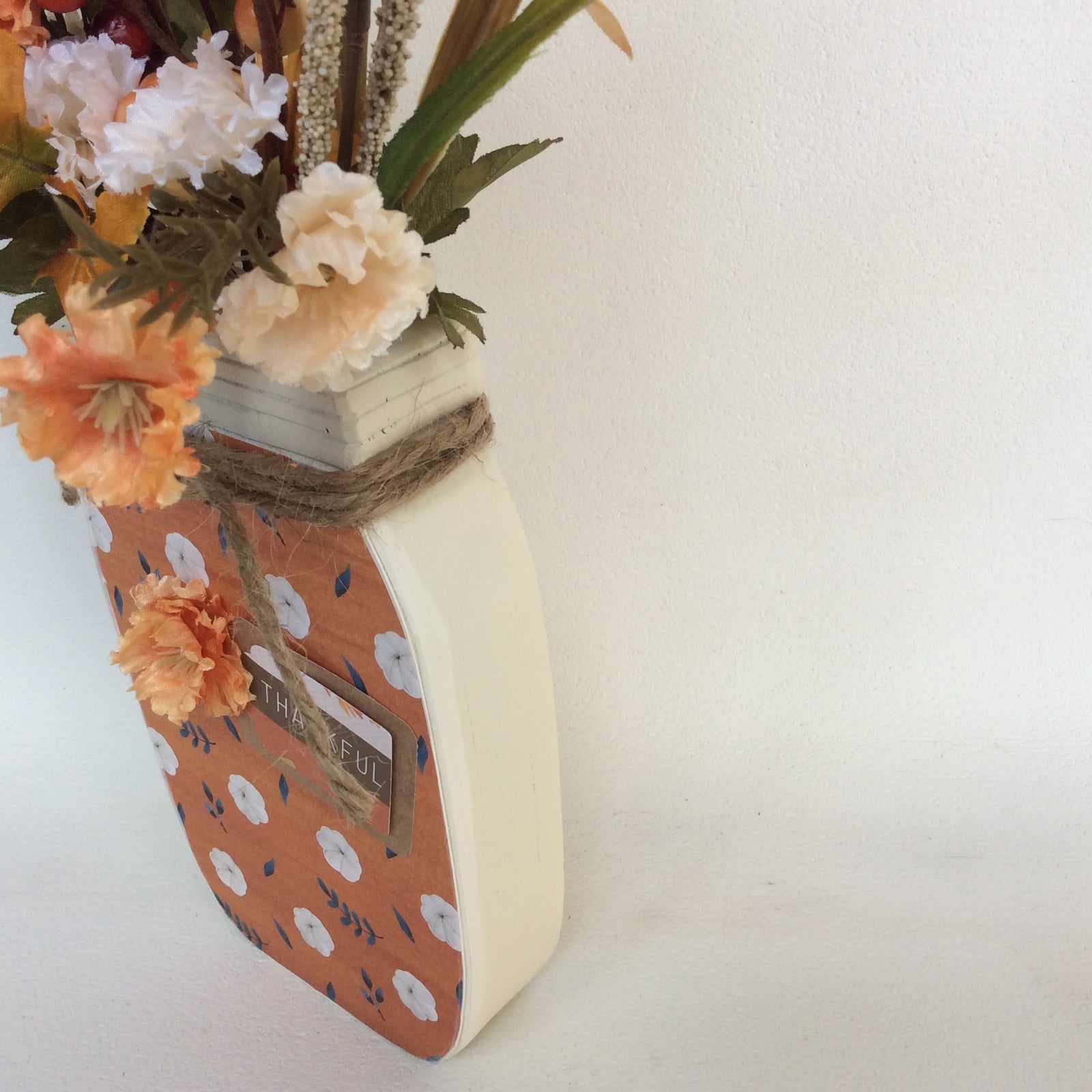 AGD Fall Decor - Thankful Floral Wood Mason Jar Display