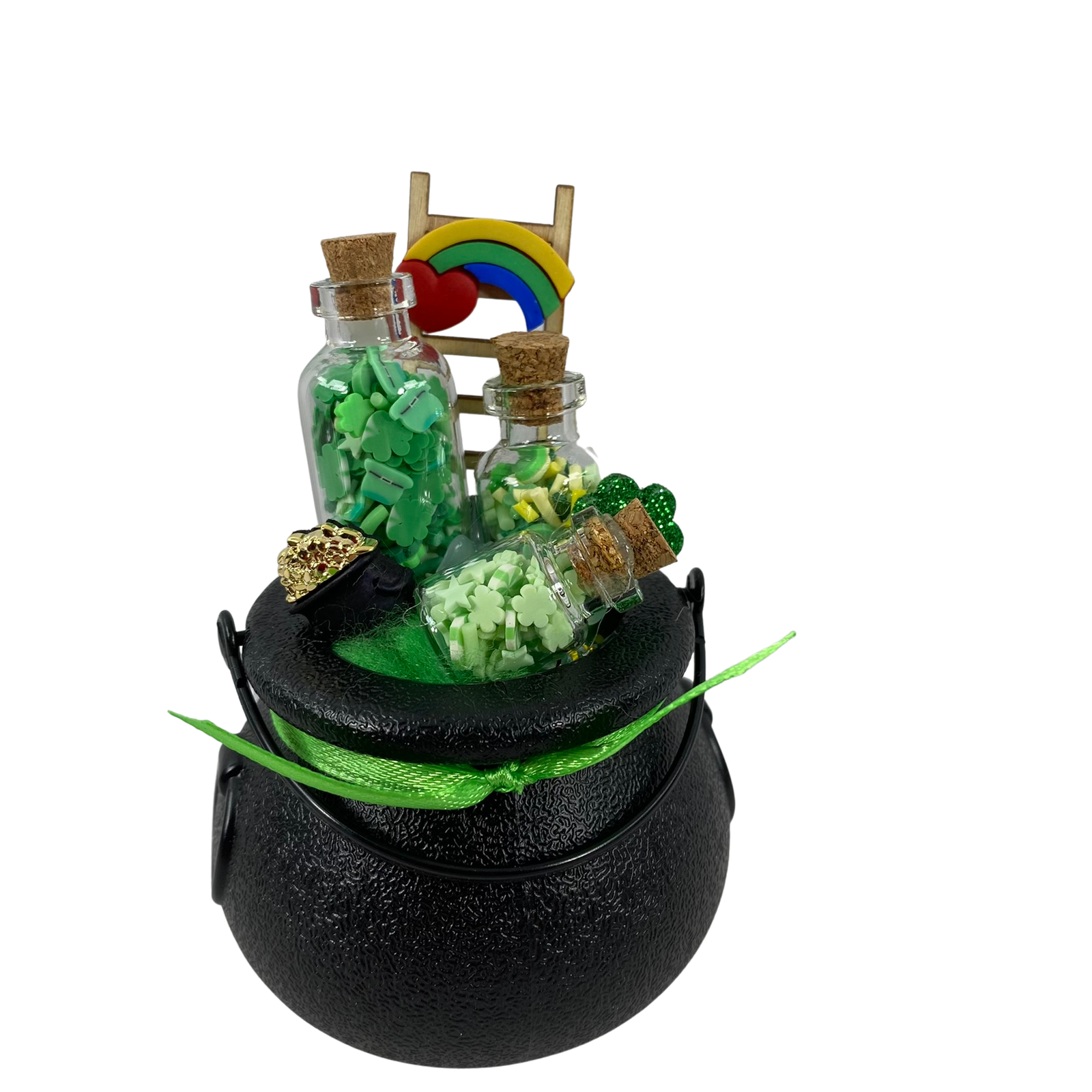 AGD St Patrick's Decor - Miniature Leprechaun Dust Black Pot Of Gold Display