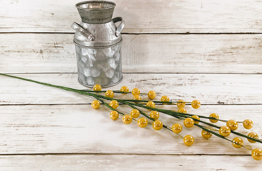 Darice Floral Supply - Pearl Yellow Berry Floral Spray Pick 12pc Set