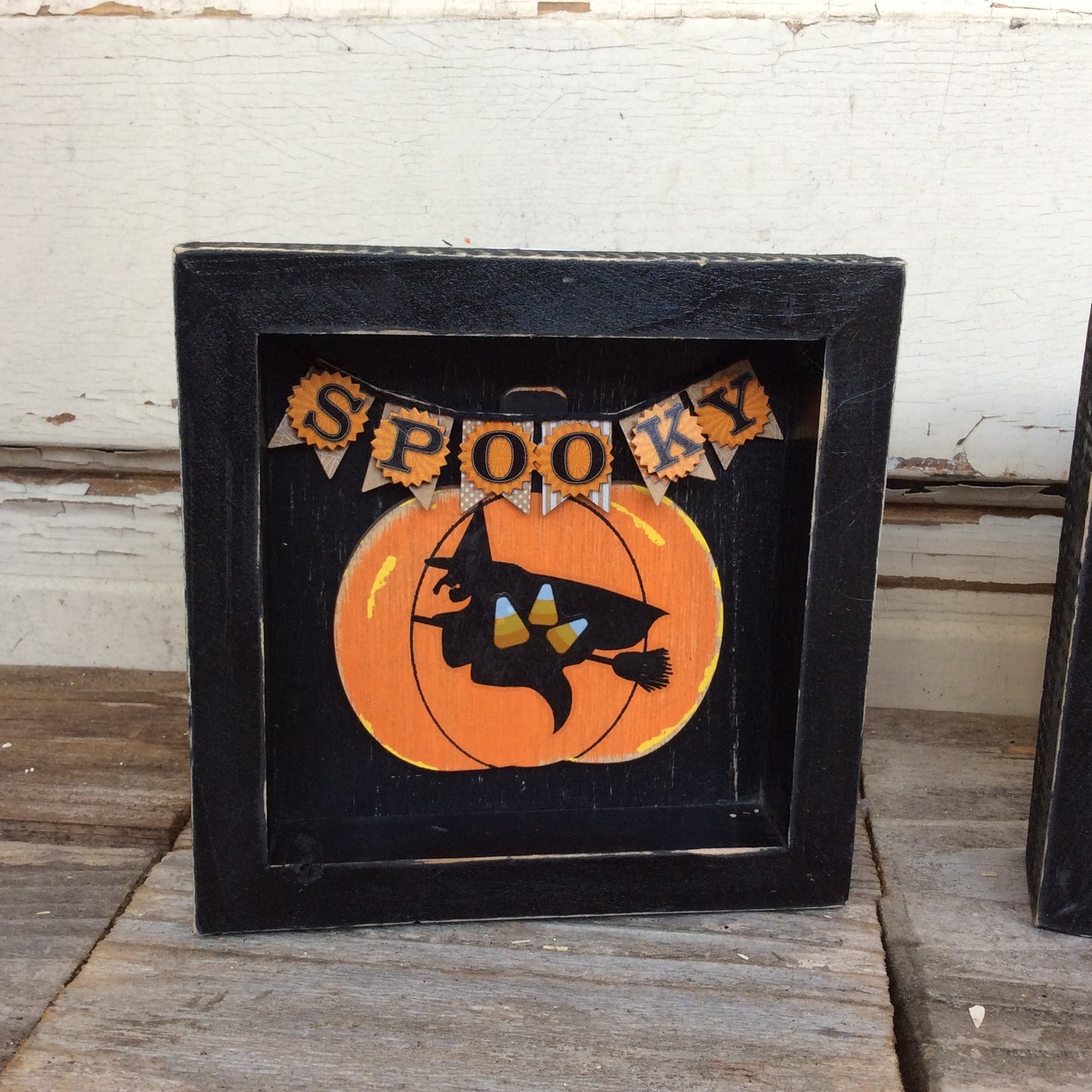 AGD Halloween Decor - Creepy Cat Spooky Witch Box Signs 2pc.