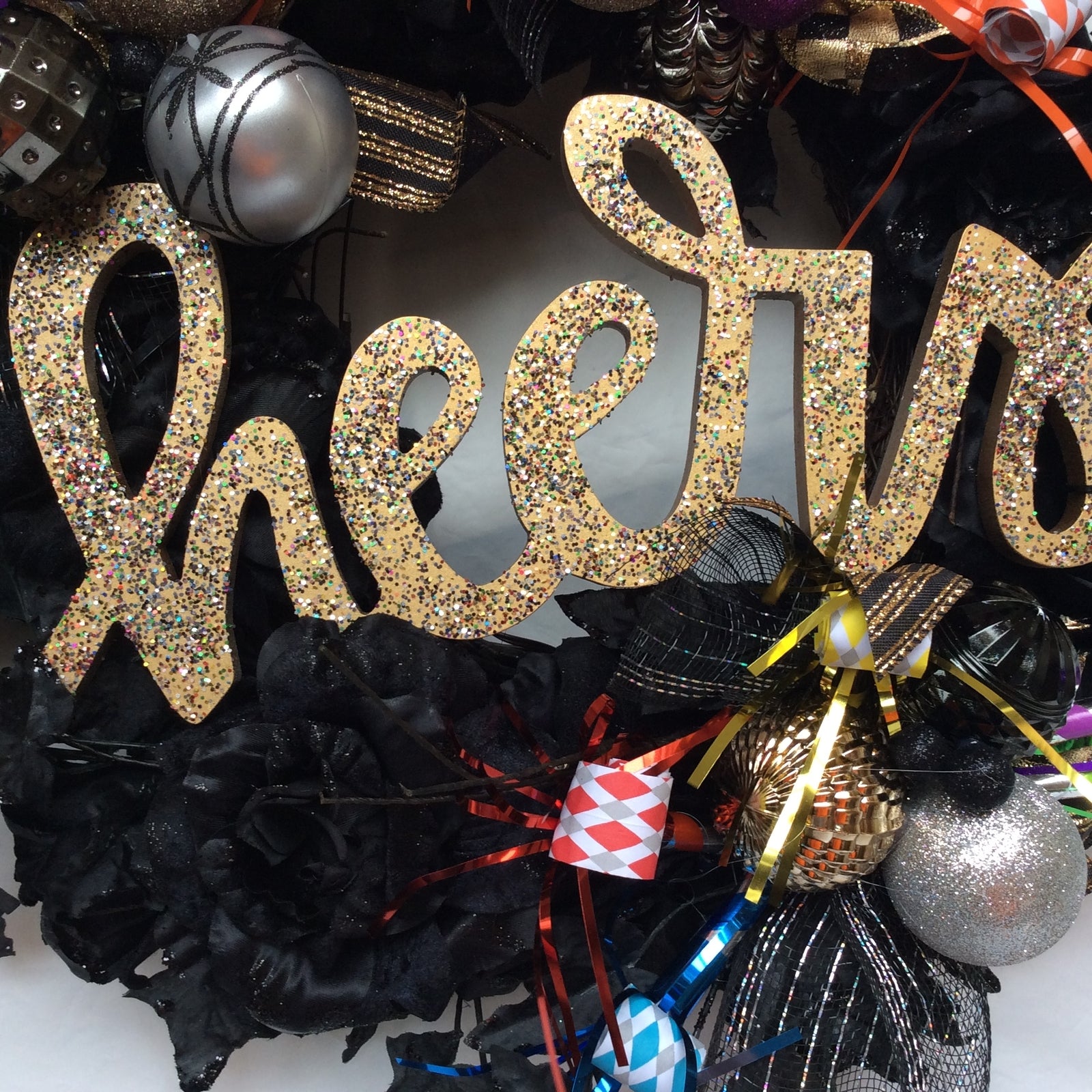 AG Designs New Years Decor - Elegant Cheers Black Rose Lighted Wreath