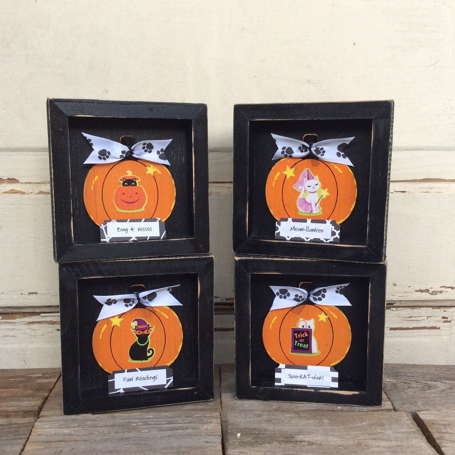 AGD Halloween Decor - Funny Cat Sayings Box Signs 4pc.