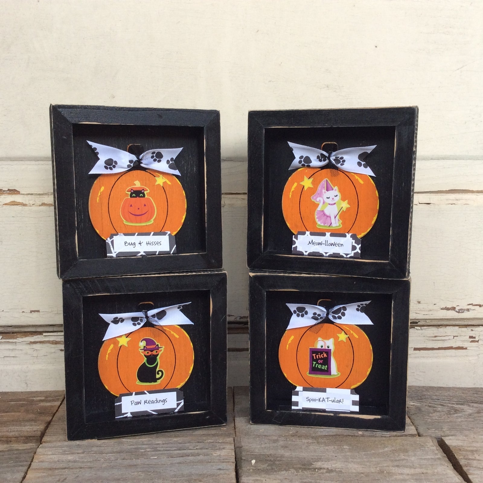 AGD Halloween Decor - Funny Cat Sayings Box Signs 4pc.