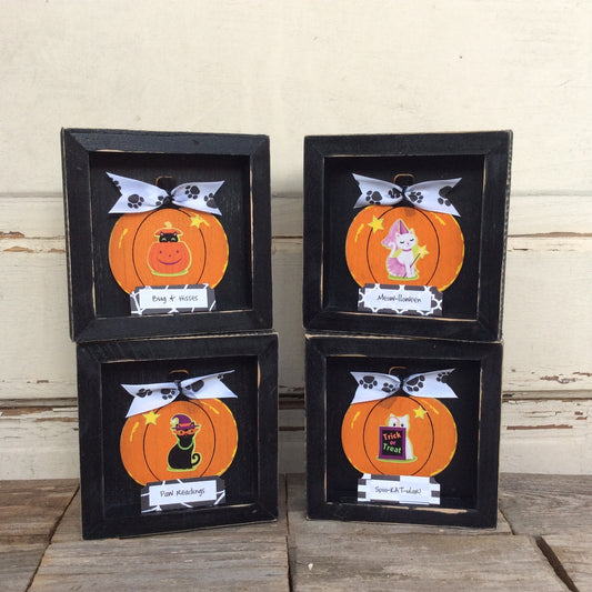 AGD Halloween Decor - Funny Cat Sayings Box Signs 4pc.