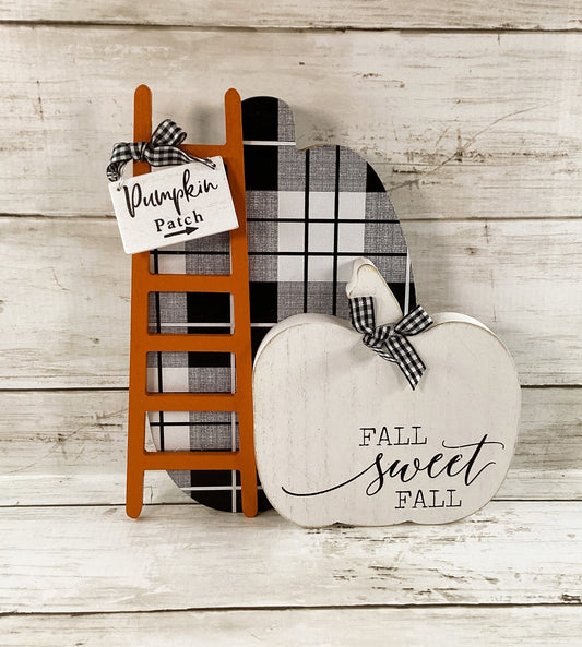 AGD Fall Decor - Black White Buffalo Check Fall Sweet Fall Pumpkin