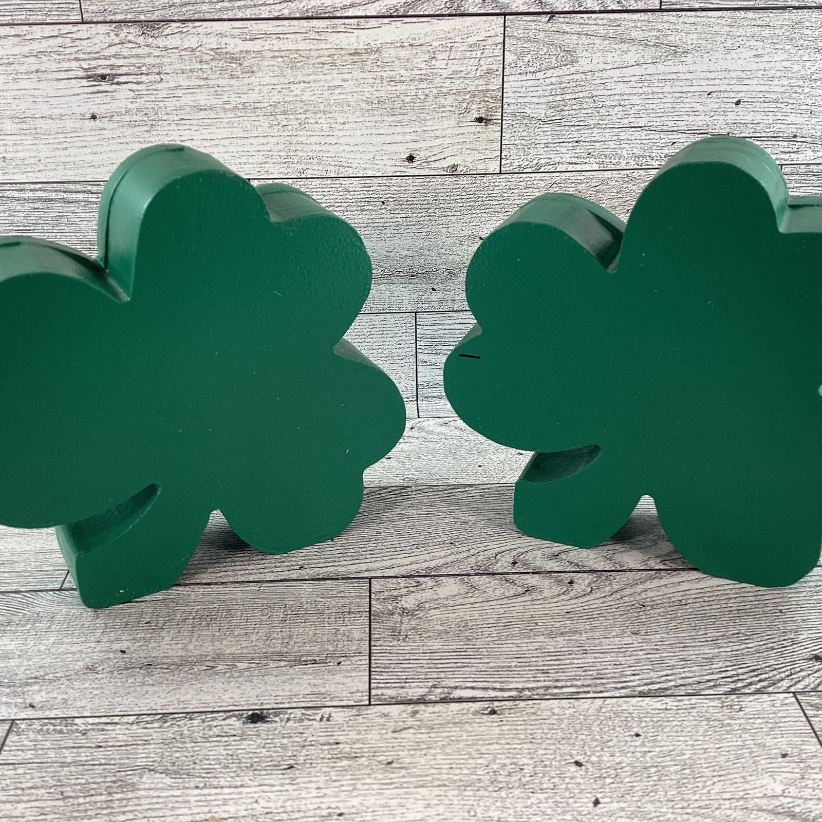 AGD St Patrick Decor - Shamrock Chunky Wood Shaker Sitter 2pc